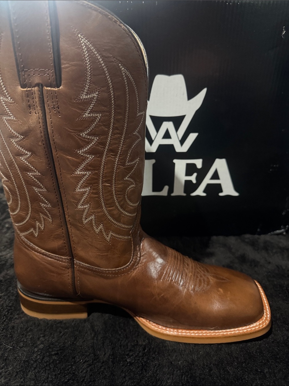 Alfa Cowhide Square Toe Cowboy Boot